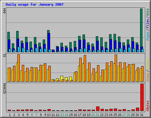 Daily usage for January 2007