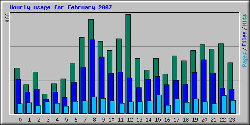 Hourly usage for February 2007
