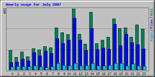 Hourly usage for July 2007